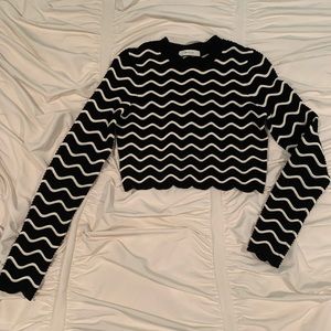 MILLY designer- cropped long sleeve sweater